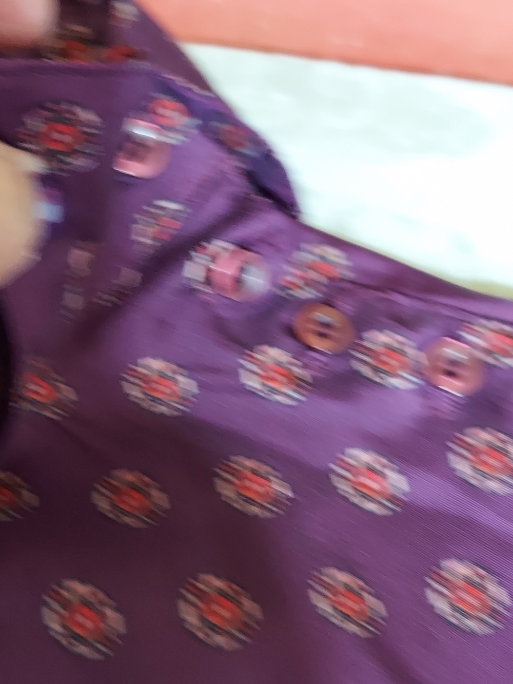 Vintage Joyce Sportswear Purple Mock Neck Pleated Button Blouse USA L - Picture 12 of 12